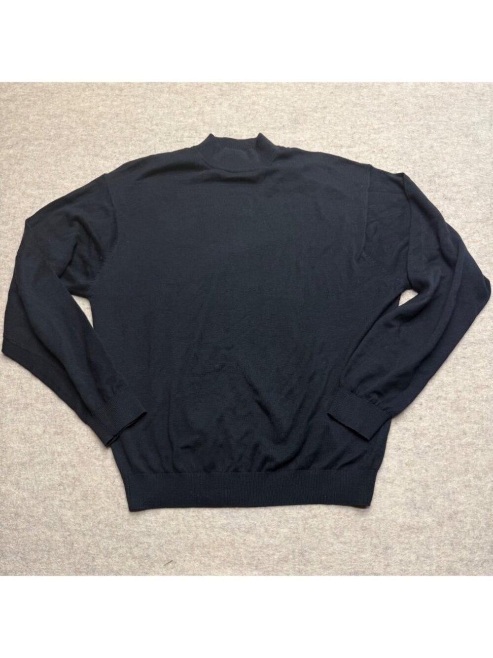 Vintage Visitor Poe Ta Moda Silk Blend Mock Neck Men's Black Sweater Size Large
